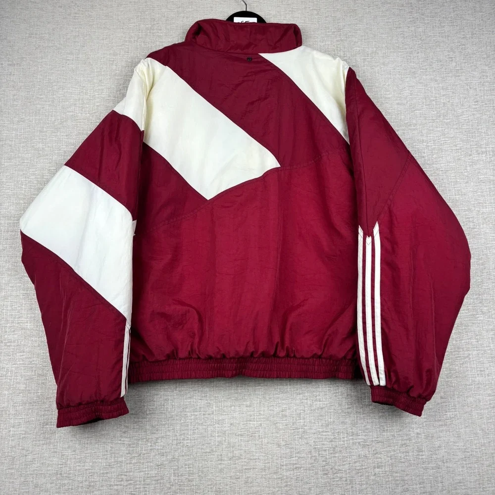 Vintage Adidas Windbreaker Jacket Mens Large Burgundy White Spellout Track Zip